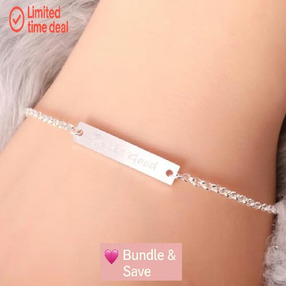 Sterling Silver God Is Good Engraved Cuff Bracelet Adjustable Faith Jewelry - Picture 7 of 8